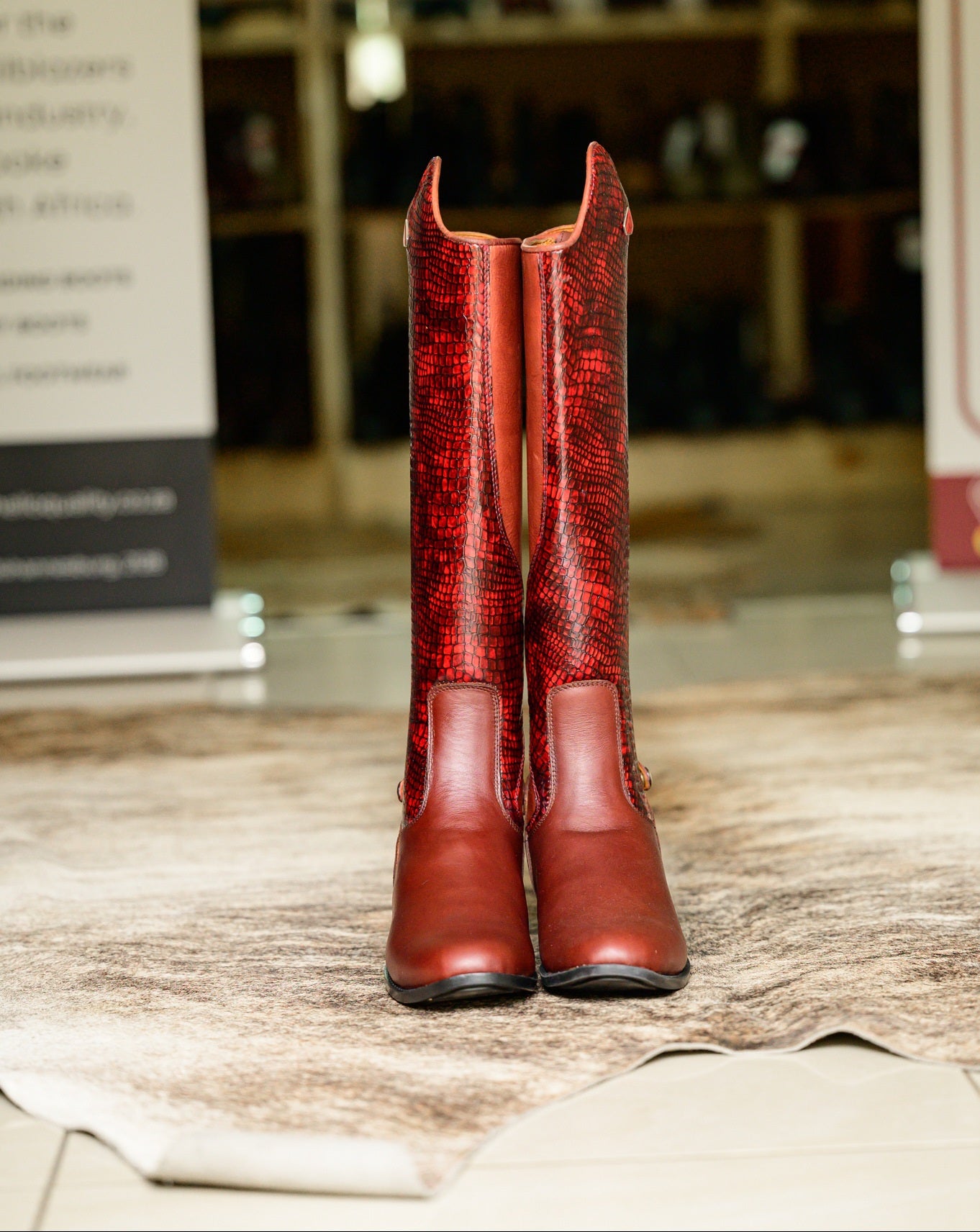 Tari Snake Print Long Riding Boots