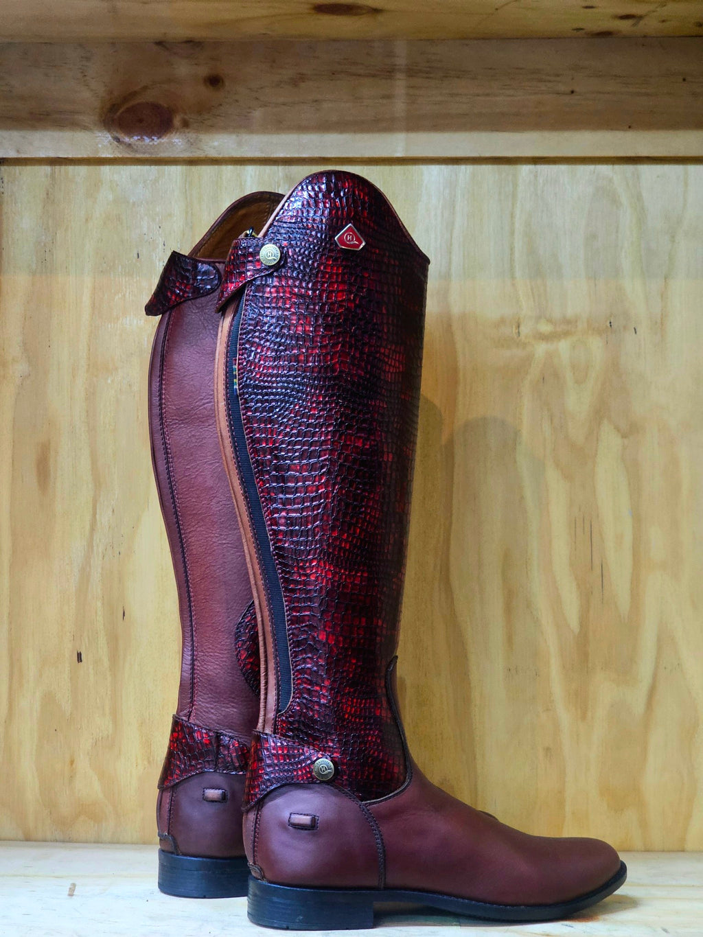 Tari Snake Print Long Riding Boots