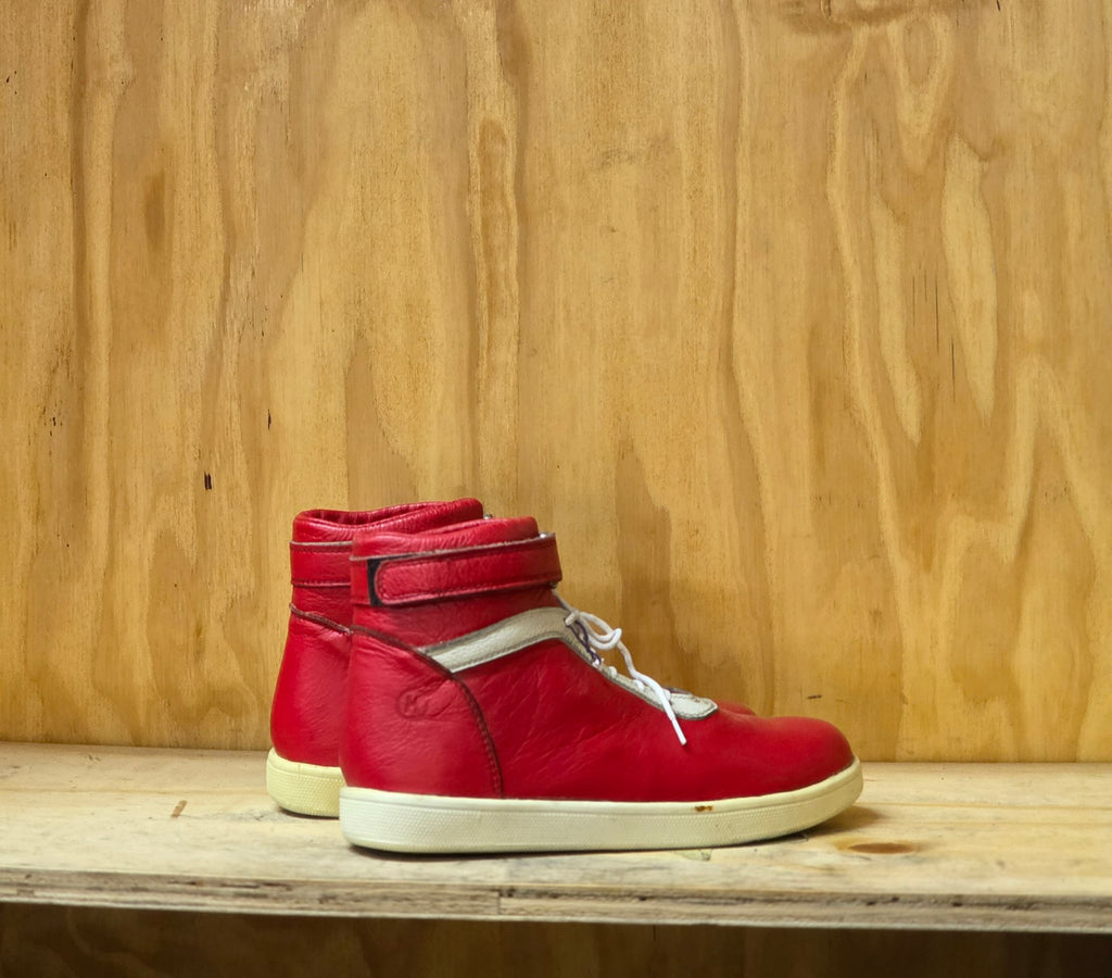 Red soft leather sneakers