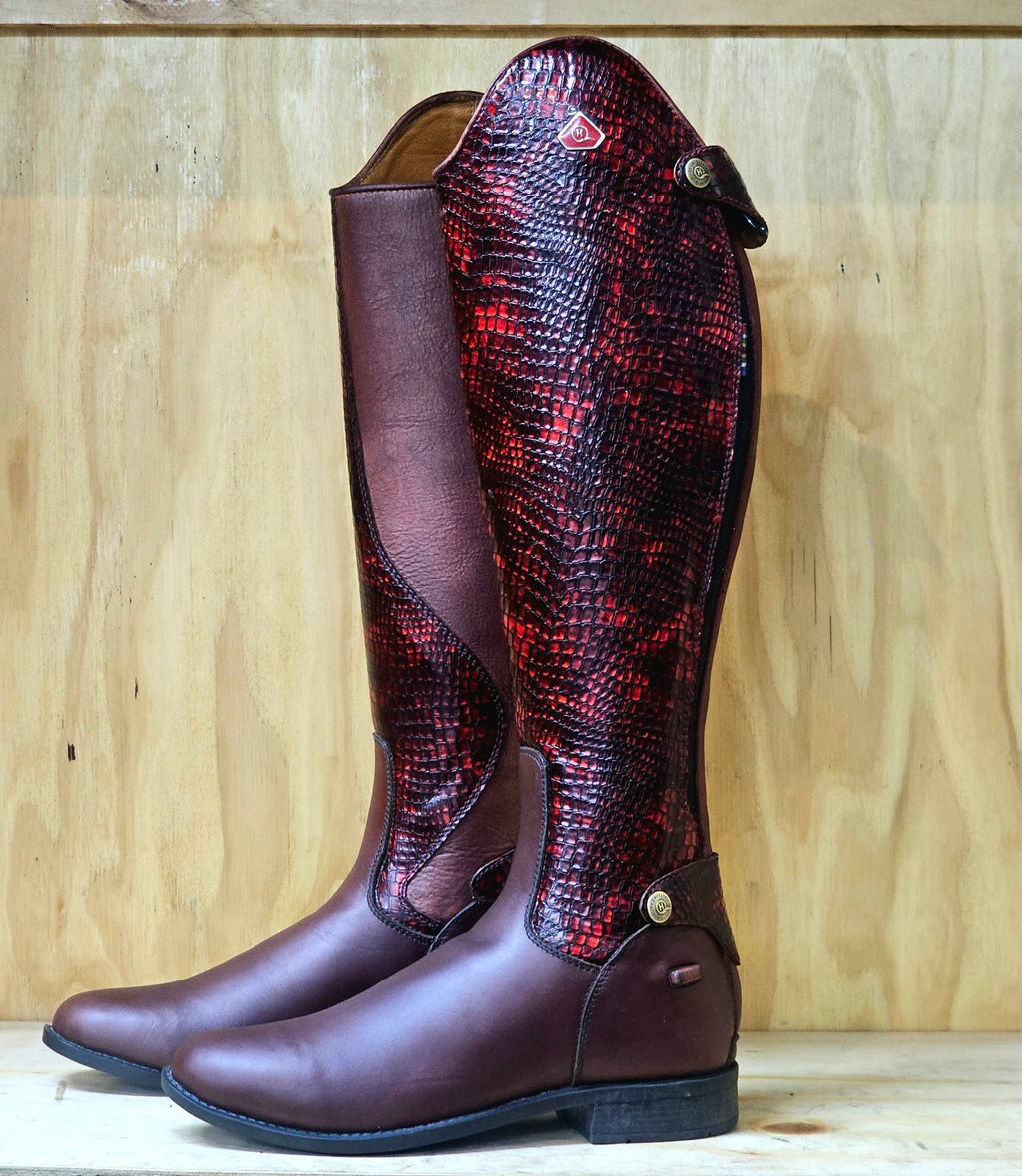 Tari Snake Print Long Riding Boots