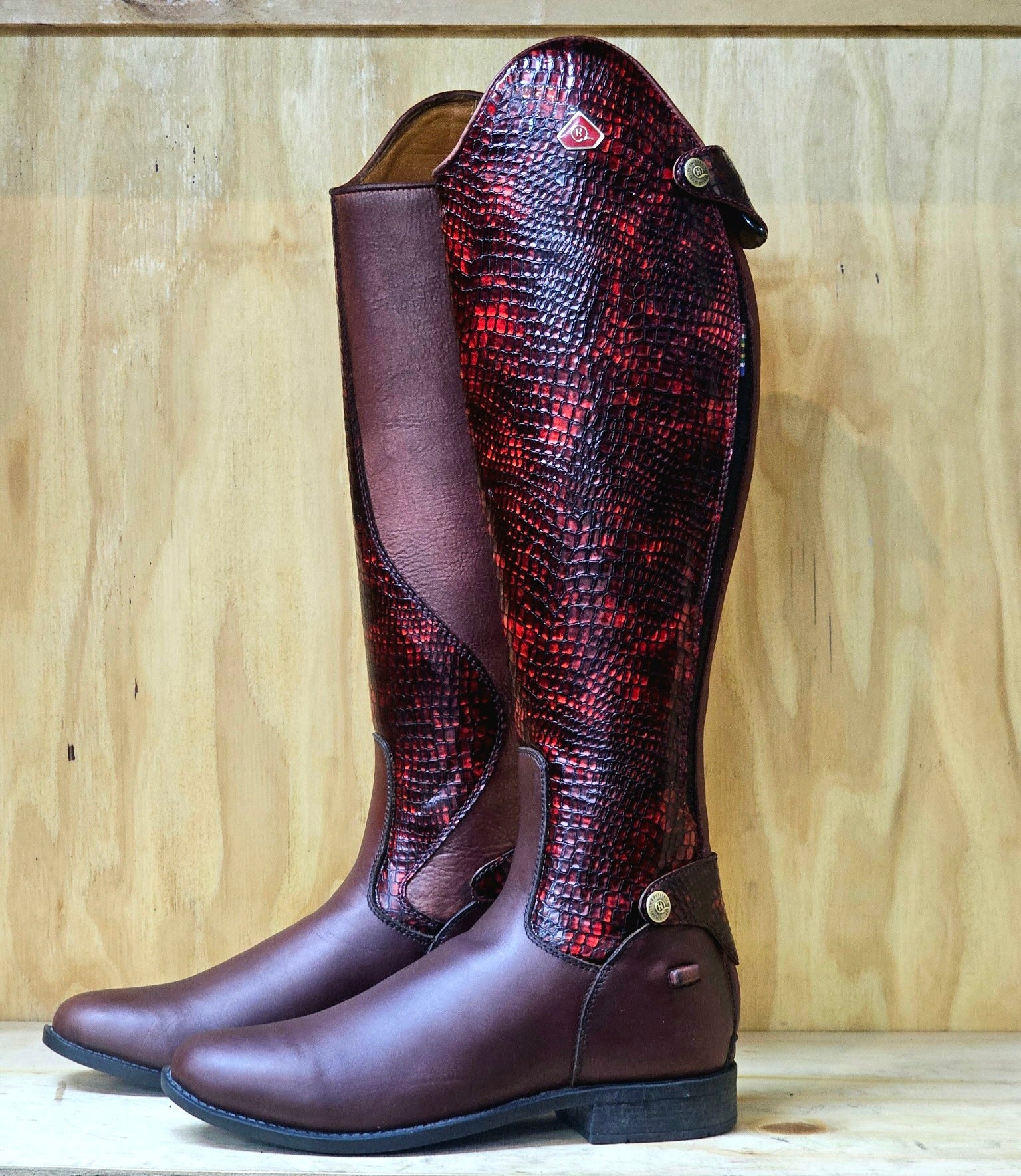 Tari Snake Print Long Riding Boots